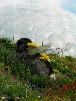 Pollination bee sculpture by Robert Bradford, Eden Project