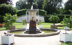 Formal Italian Garden fountain at Mount Edgcumbe, Cornwall