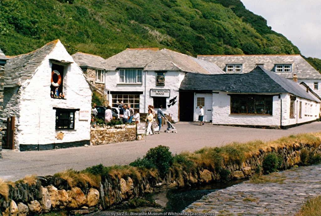 The whitewashed Museum of Witchcraft and Magic beside Boscastle harbour
