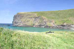 Looking across the bay to Pencannow Point from the clifftop at Crackington Haven