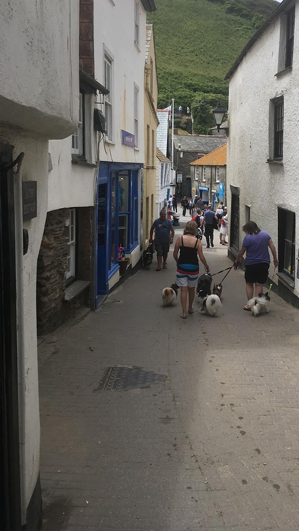 Walking down Fore Street towards The Platt and Port Isaac harbour