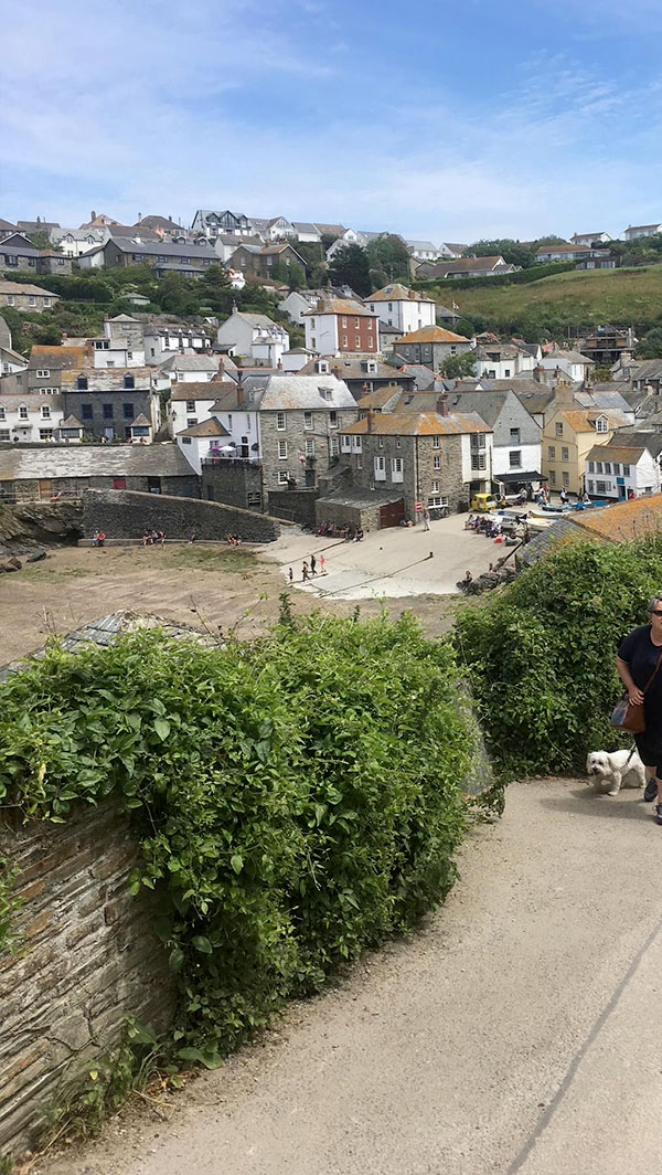 Looking back over The Platt and Port Isaac from the path up Roscarrock Hill