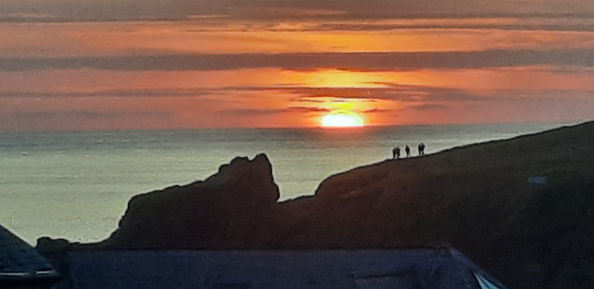 Trevone Bay Puffins Wing sunset sea view romantic coastal holiday accommodation