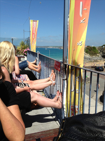 Newquay bar overlooking the beach