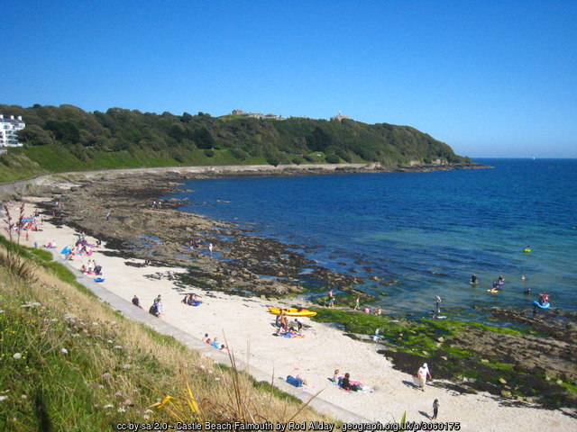 Castle Beach Looking towards Pendennis Head and its castle, Cornwall