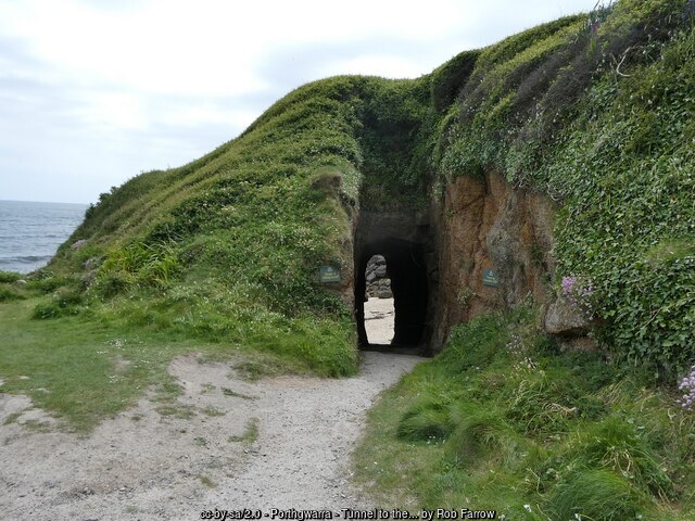 Tunnel to the beach at Porthgwarra Cove, Lands End Cornwall