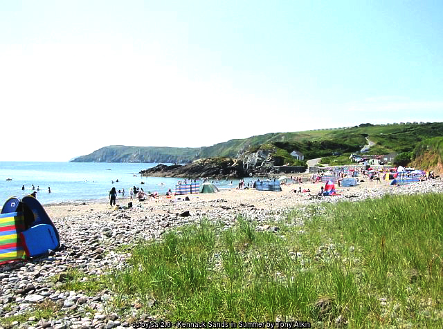 Sunbathers on Kennack Sands beach, Cornwall