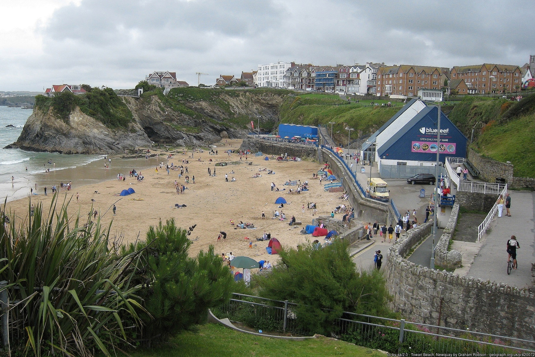 Towan Beach Newquay Cornwall Towan Island suspension bridge - Cornwall family holidays