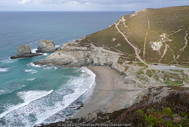 Trevellas Porth Beach from the coastal path - Cornwall walking holidays