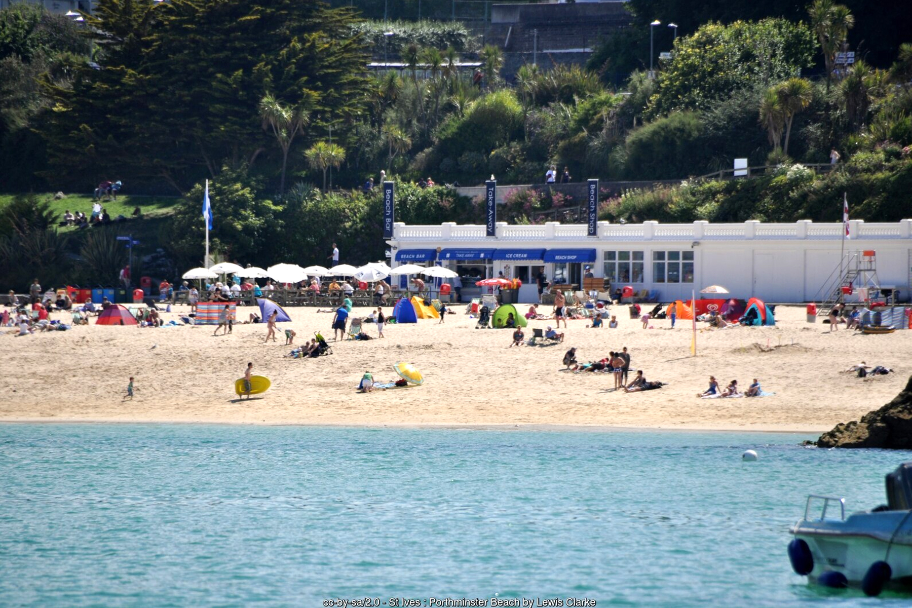 Porthminster Beach St Ives Cornwall Godrevy Lighthouse view - Cornwall family beach holidays