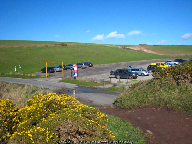 Car Park at Sharrow Cliff - a track from here gives access to the beach west of Sharrow Pointl