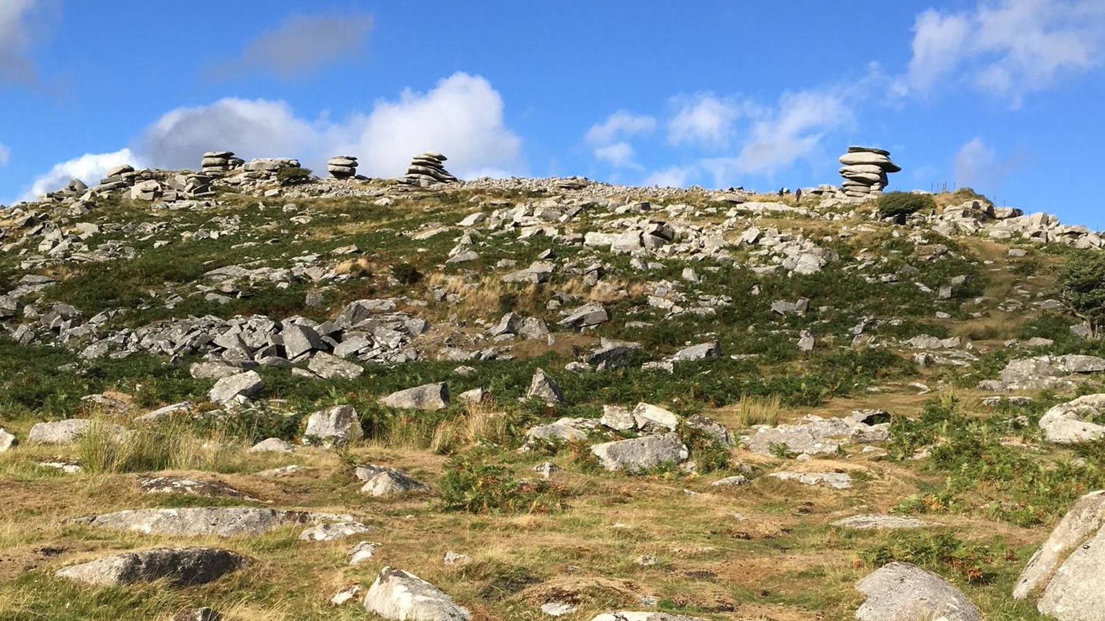 Footpath climbing to Stowe&rsquo;s Pound hillfort past the Cheesewring granite tor