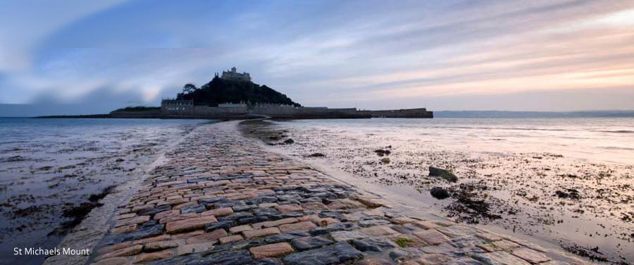 St Michael’s Mount causeway from Marazion beach at low tide