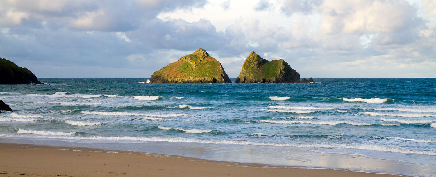 Holywell Bay beach and the Gull Rocks, north Cornwall