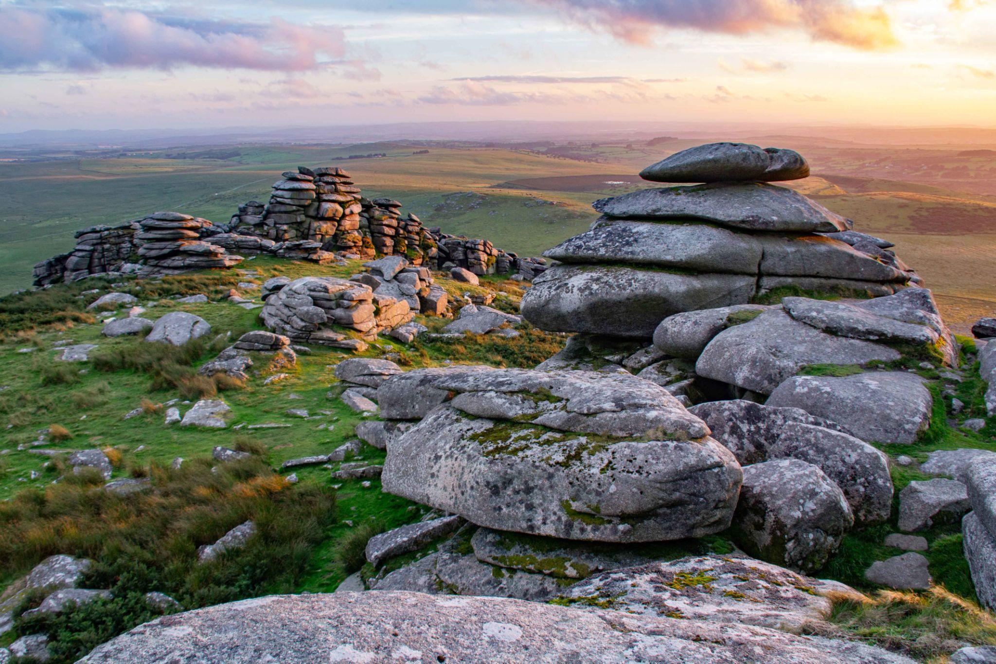 Granite tors on Bodmin Moor, part of the Cornubian Batholith