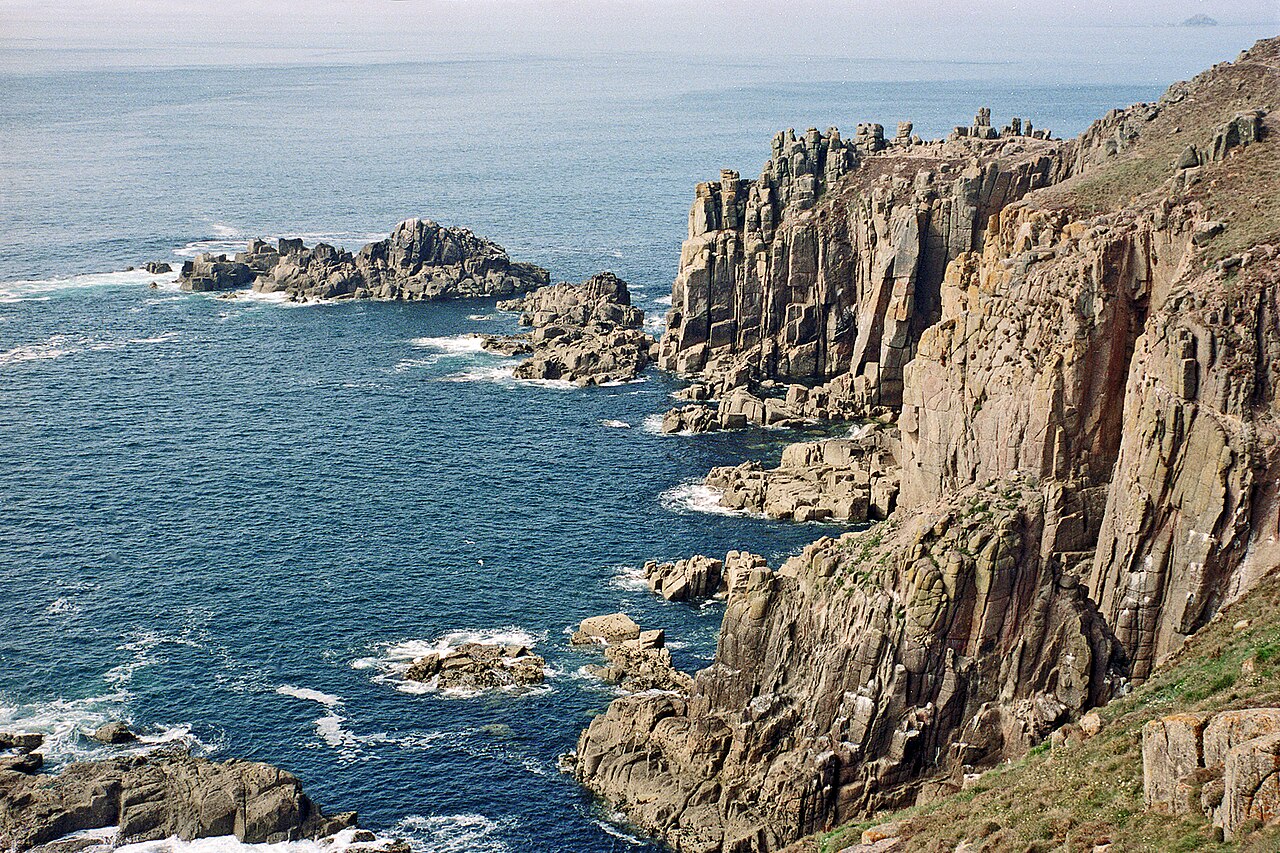 Granite cliffs and rugged coastline at Land's End, West Cornwall