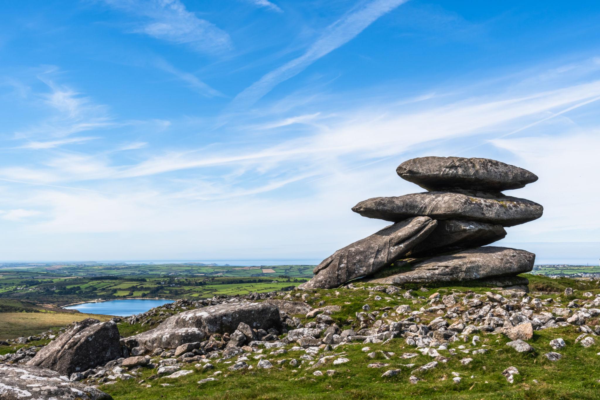 Rugged granite outcrops at Rough Tor on Bodmin Moor