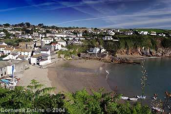 Gorran Haven village and beach seen from the coast path