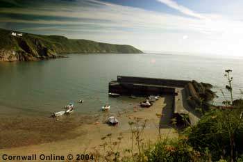 The quay and beach at Gorran Haven at low tide