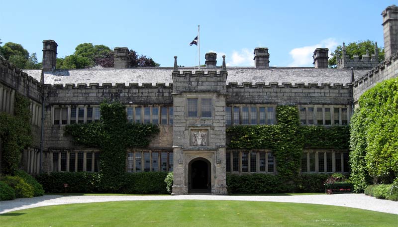 The gatehouse and front of Lanhydrock house near Bodmin