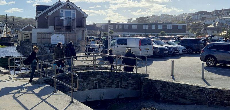 Footbridge over the stream to the Promenade car park beside Perranporth beach