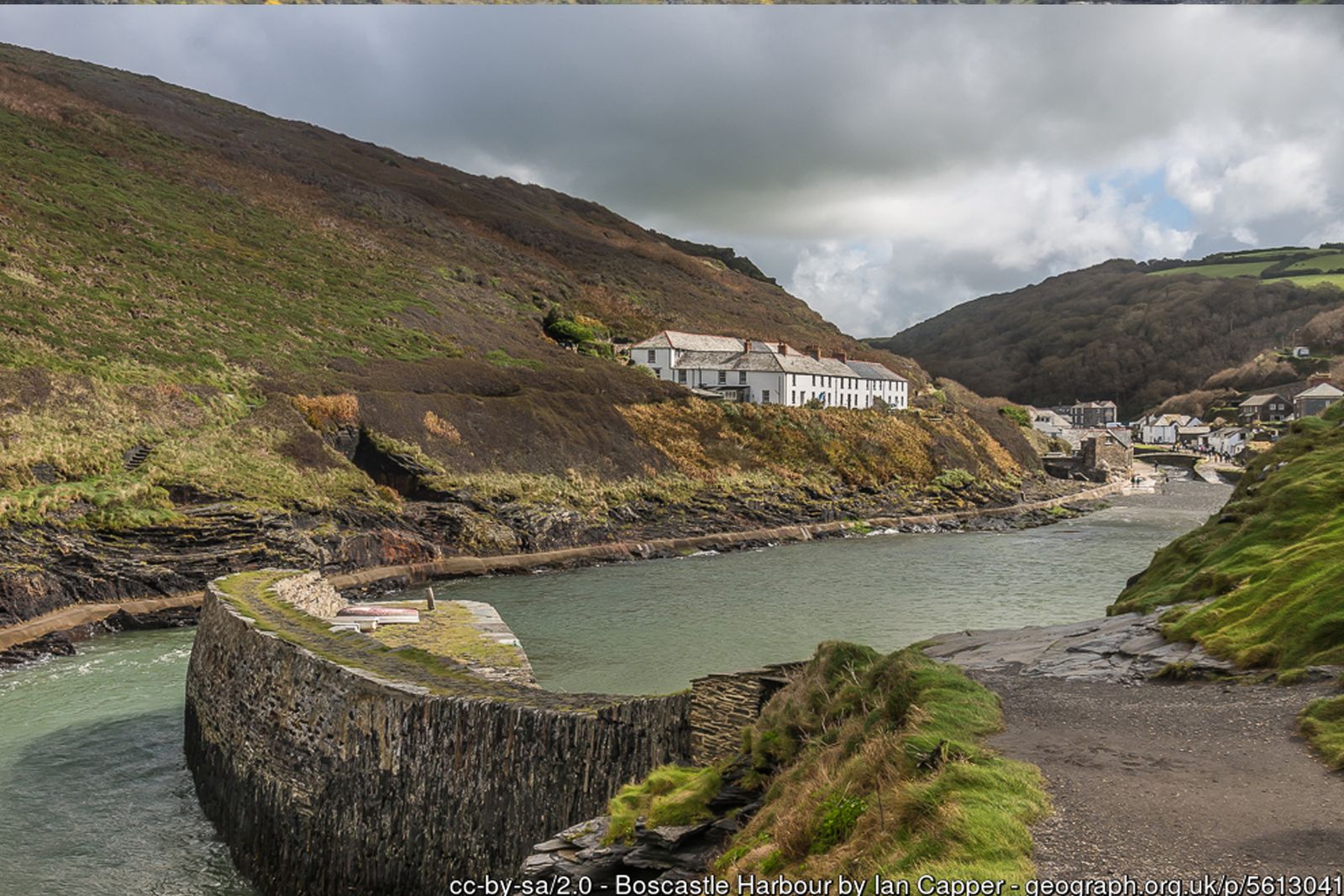 Boscastle harbour beach at low tide