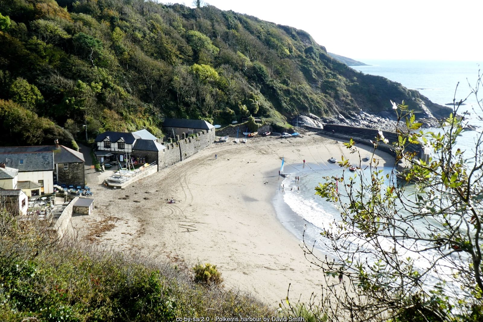 Polkerris harbour and beach